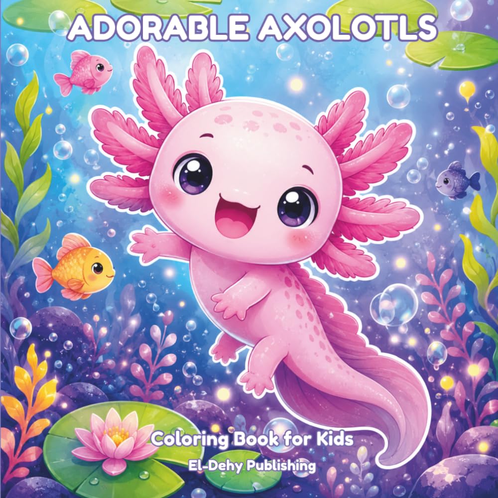 Cover of Adorable Axolotls Coloring Book for Kids