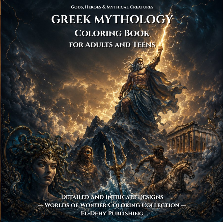 Cover of Greek Mythology Coloring Book for Adults and Teens