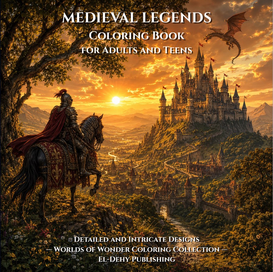 Cover of Medieval Legends Coloring Book for Adults and Teens